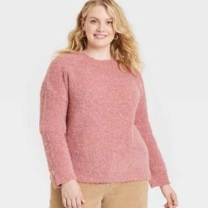 Universal Thread Fuzzy Boucle Knit Sweater Women's 4X Pink Cozy Soft Girl NWT